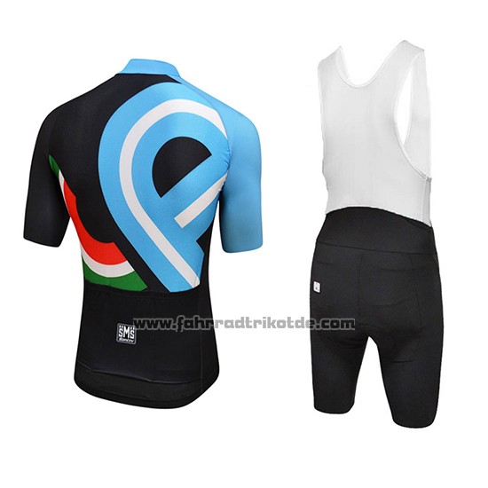 2018 Fahrradbekleidung Bici Amore Mio Shwarz und Blau Trikot Kurzarm und Tragerhose